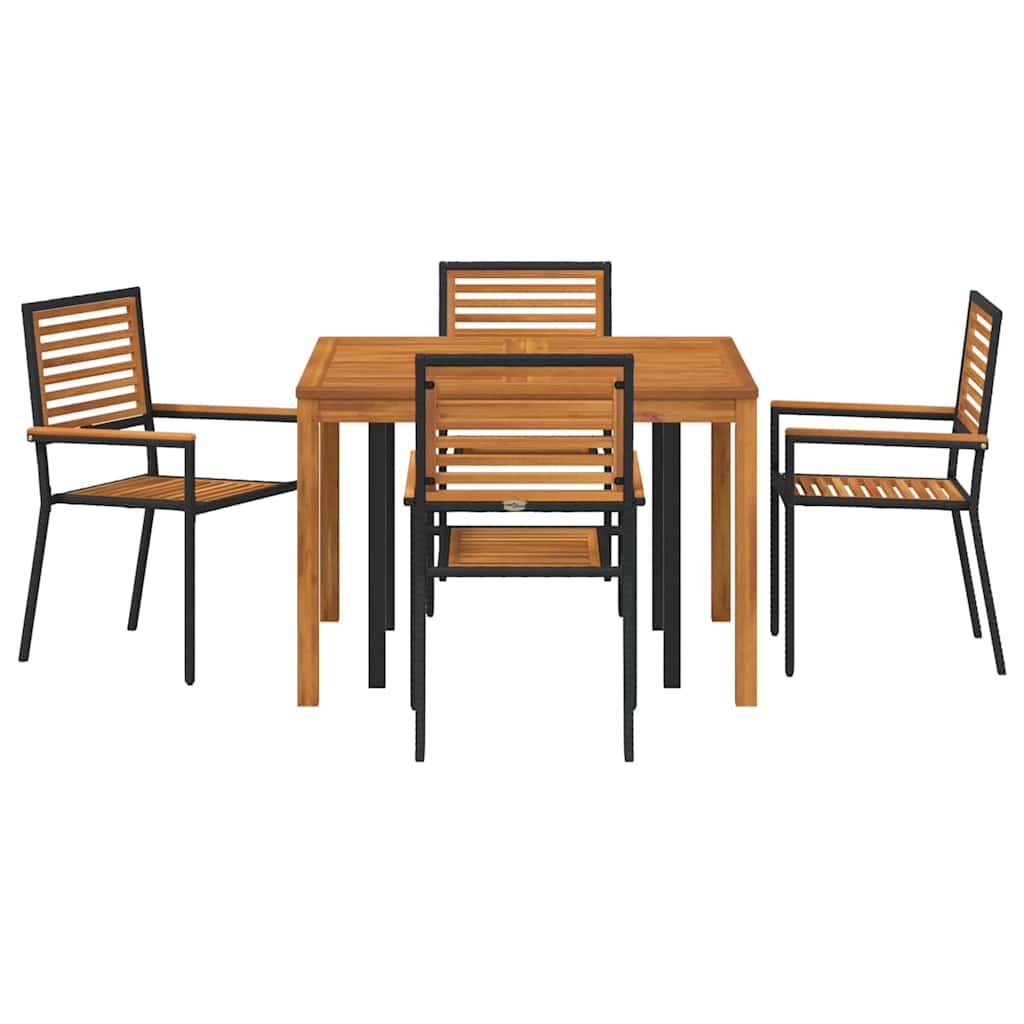 Garten Essgruppe 5 pcs Schwarz Poly Rattan